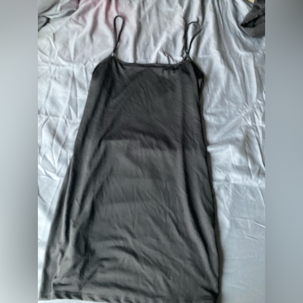 black slip dress